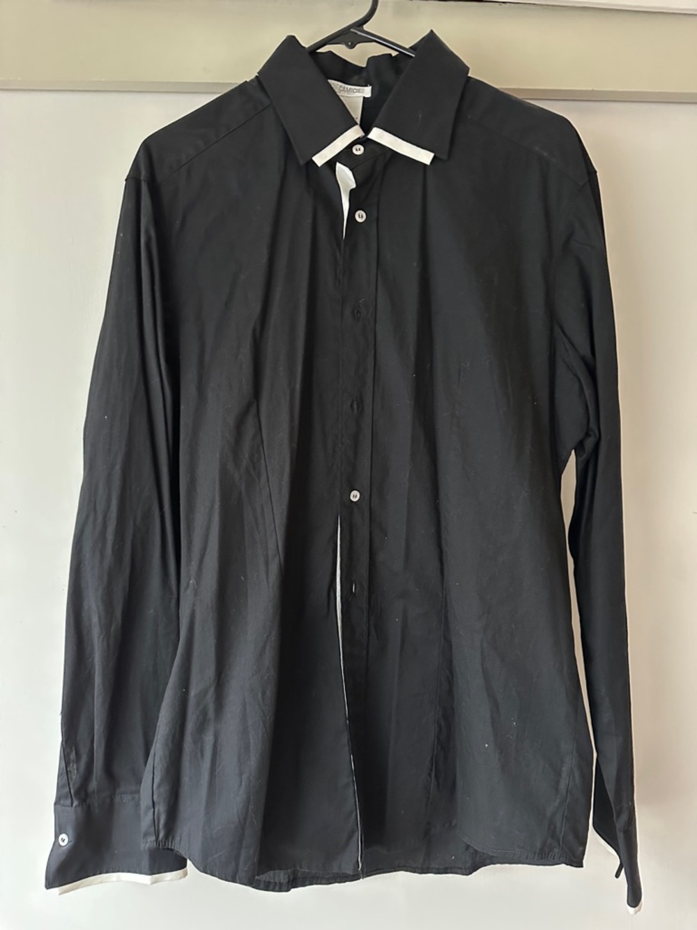 Men's Black Contrast Trim Dress Shirt